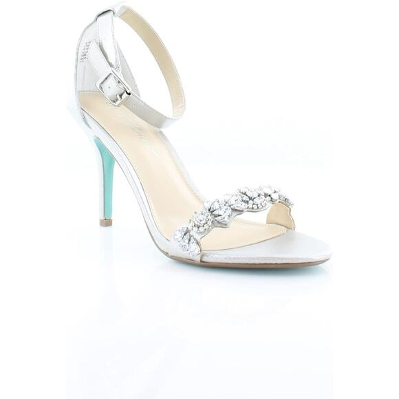 NWT Betsey Women's SB-Erin Heeled Sandal, Silver-Size 10 - Picture 1 of 7